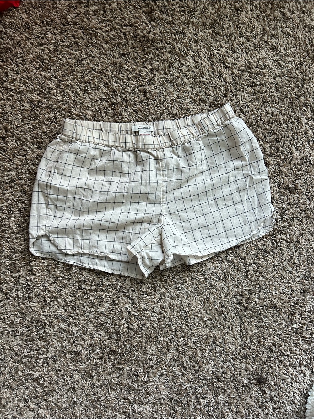 Madewell Cream Plaid Lounge Shorts